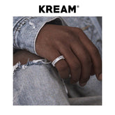 KREAM S925 Sterling Silver Rectangular Diamond Ring - COPPING THREADS - KREAM